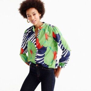 J.Crew JCrew #G0672 Ratti floral stripe top popover shirt 2 XS 0